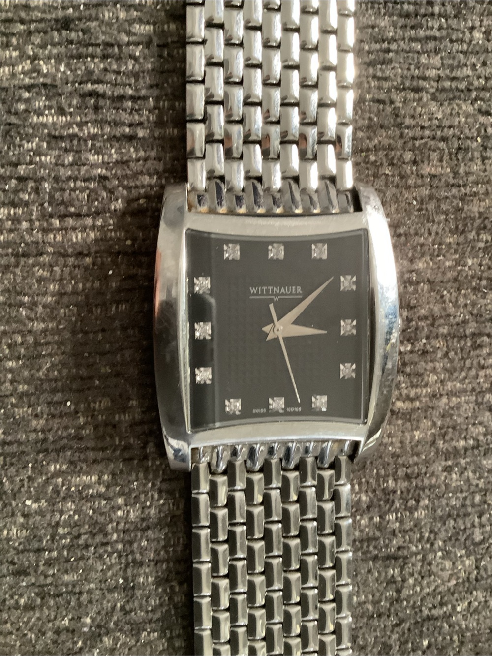 Women’s Silver Stainless Steel Black Dial Watch